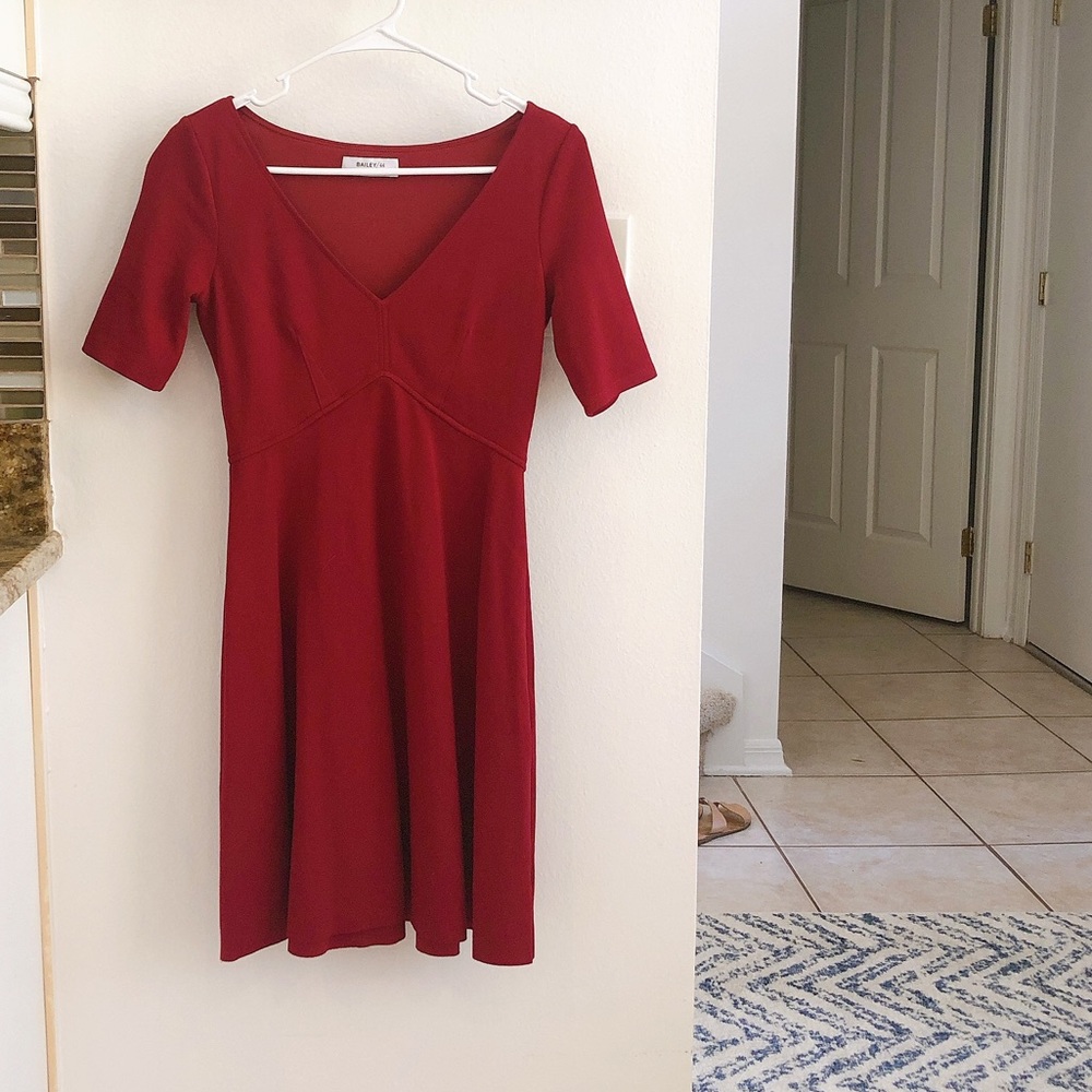 Deep red fit and flare dress